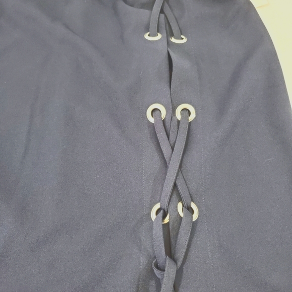 SOHO Apparel - Navy Blue Skirt with Silver Grommet & Ties - Picture 3 of 10